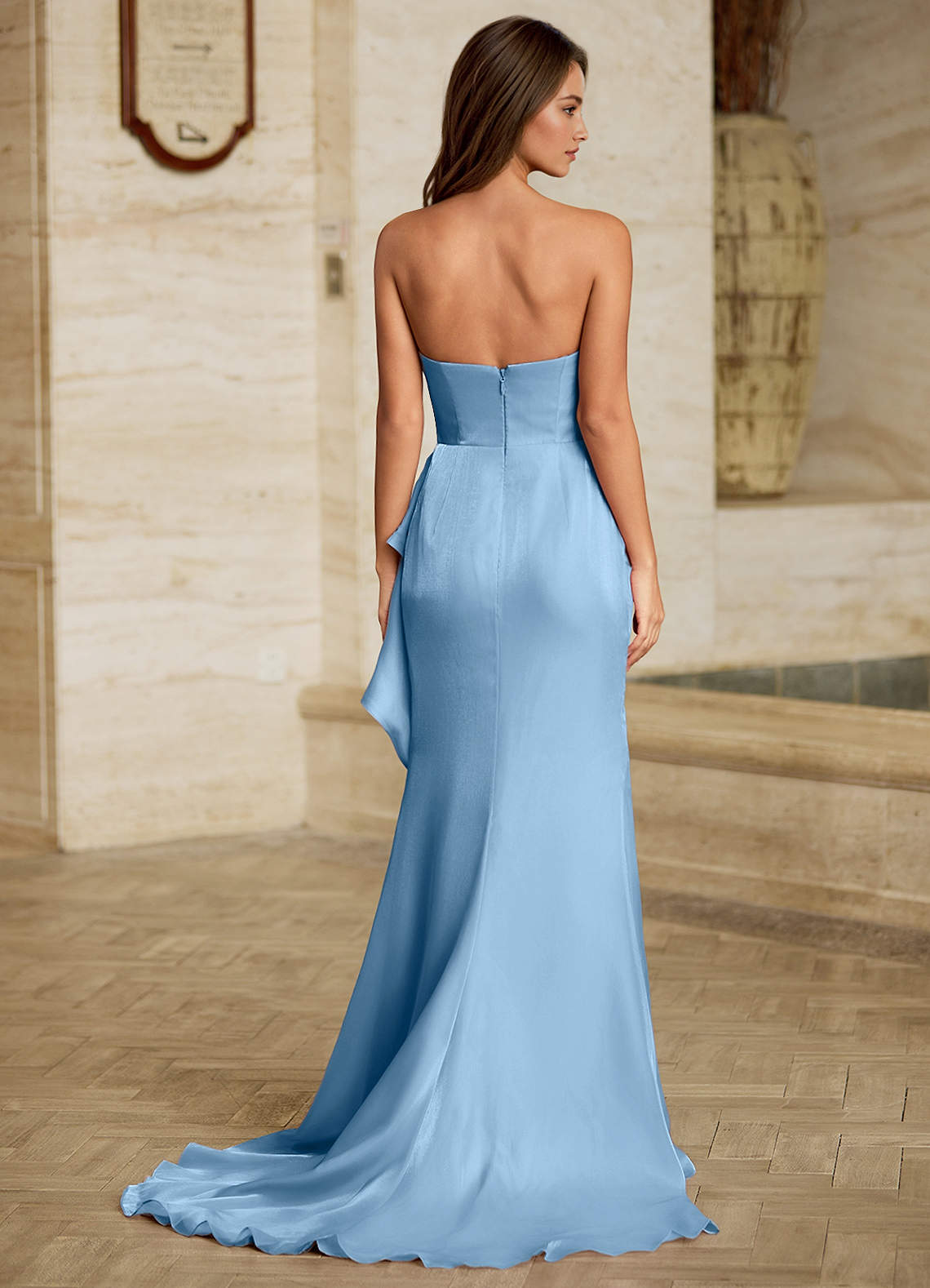 Cressidia Mint Blue Strapless Gown  Dress