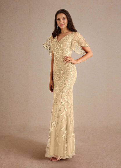 Champagne Sheath Sequins Dress