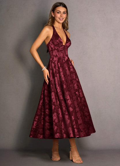 Isabeau Wine Midi Dress  Dress