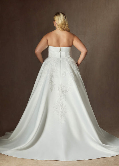 Diamond White Ball-Gown Strapless Satin Dress