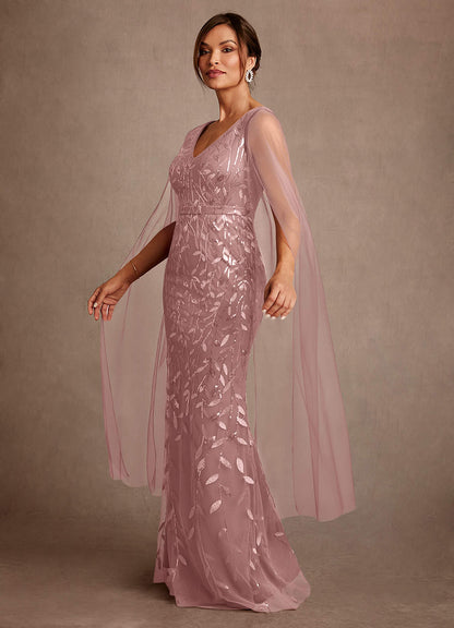 Dusty Rose Sheath Lace Tulle Dress