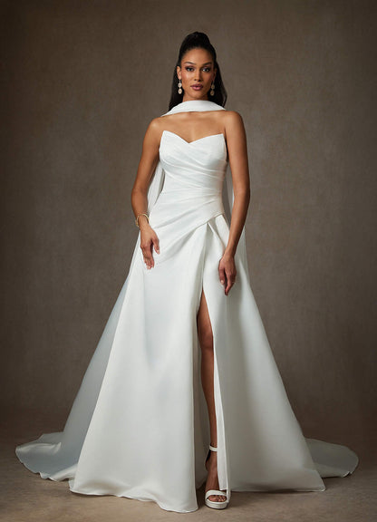 Diamond White A-Line Satin Dress