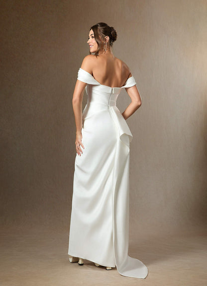 Diamond White Mermaid Strapless Double Faced Satin Dress