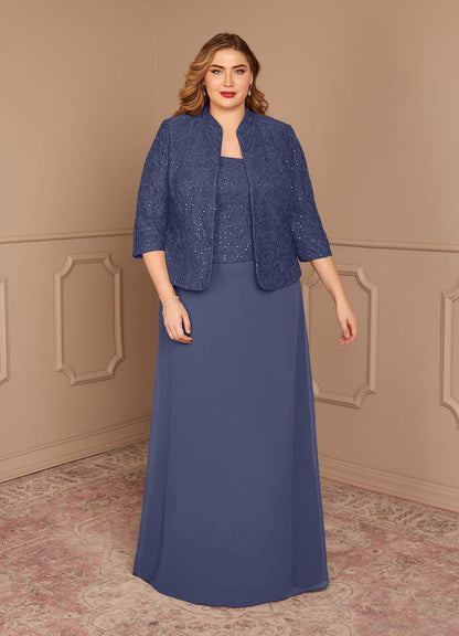 Stormy Sheath Square Neckline Sequins Chiffon Dress