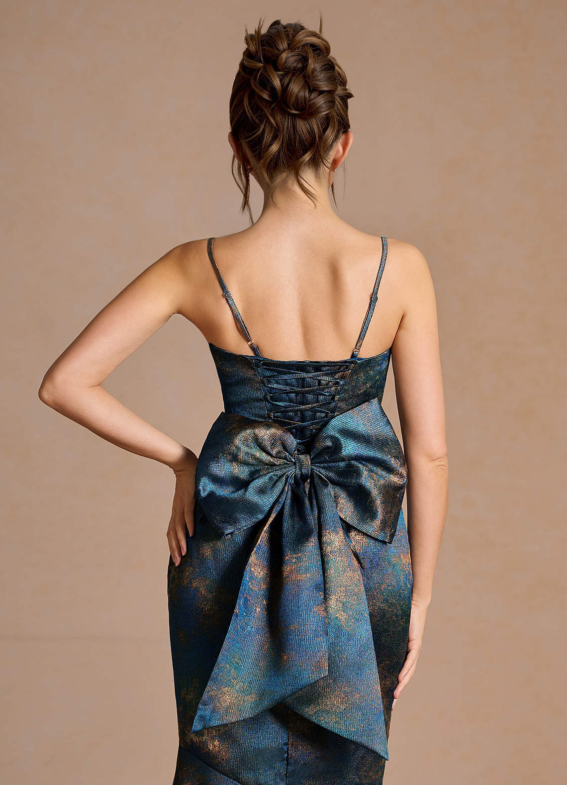 Nancy Teal Bronze Maxi Dress