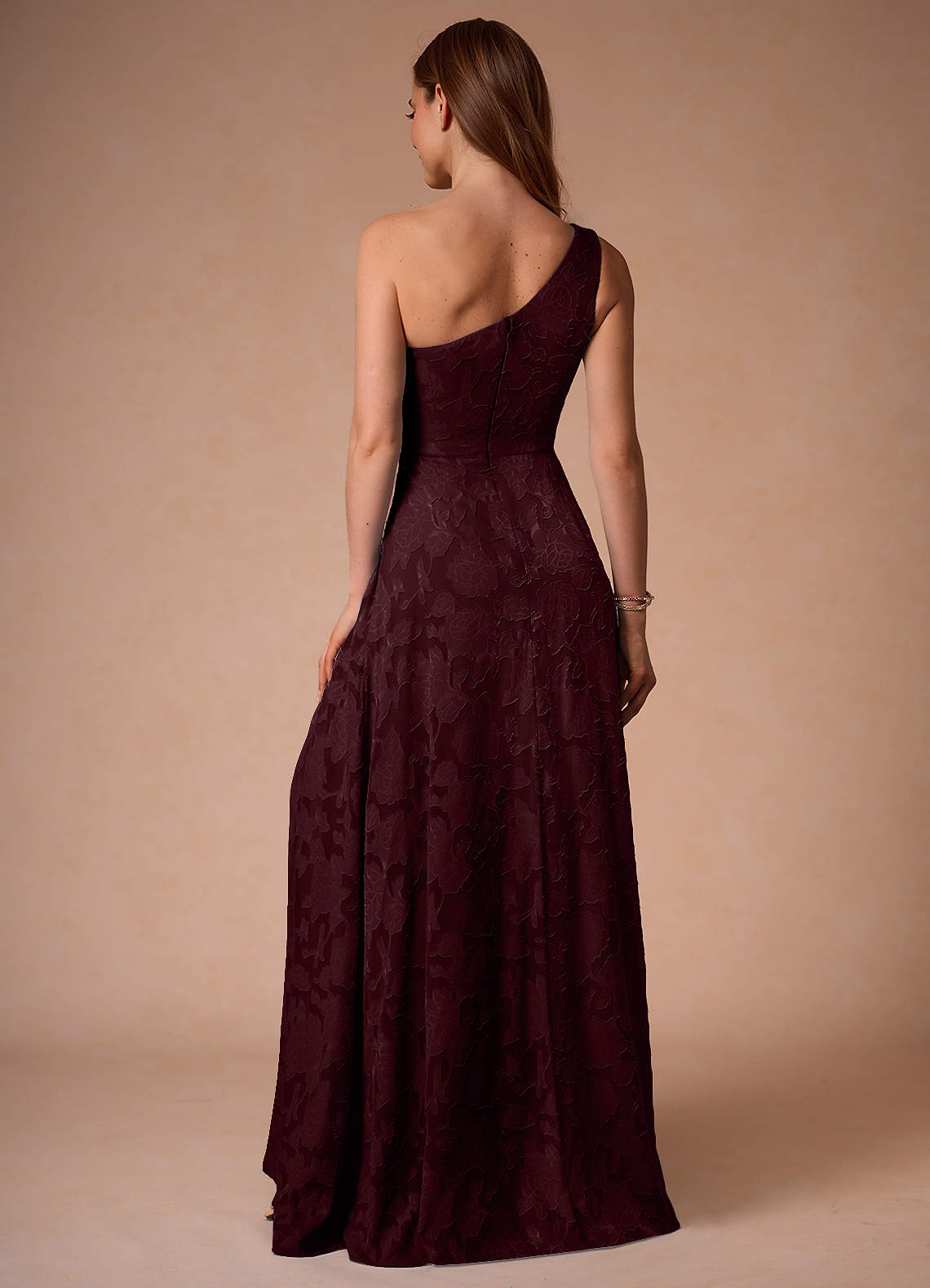 Hermosa Wine One Shoulder Maxi Dress  Dress