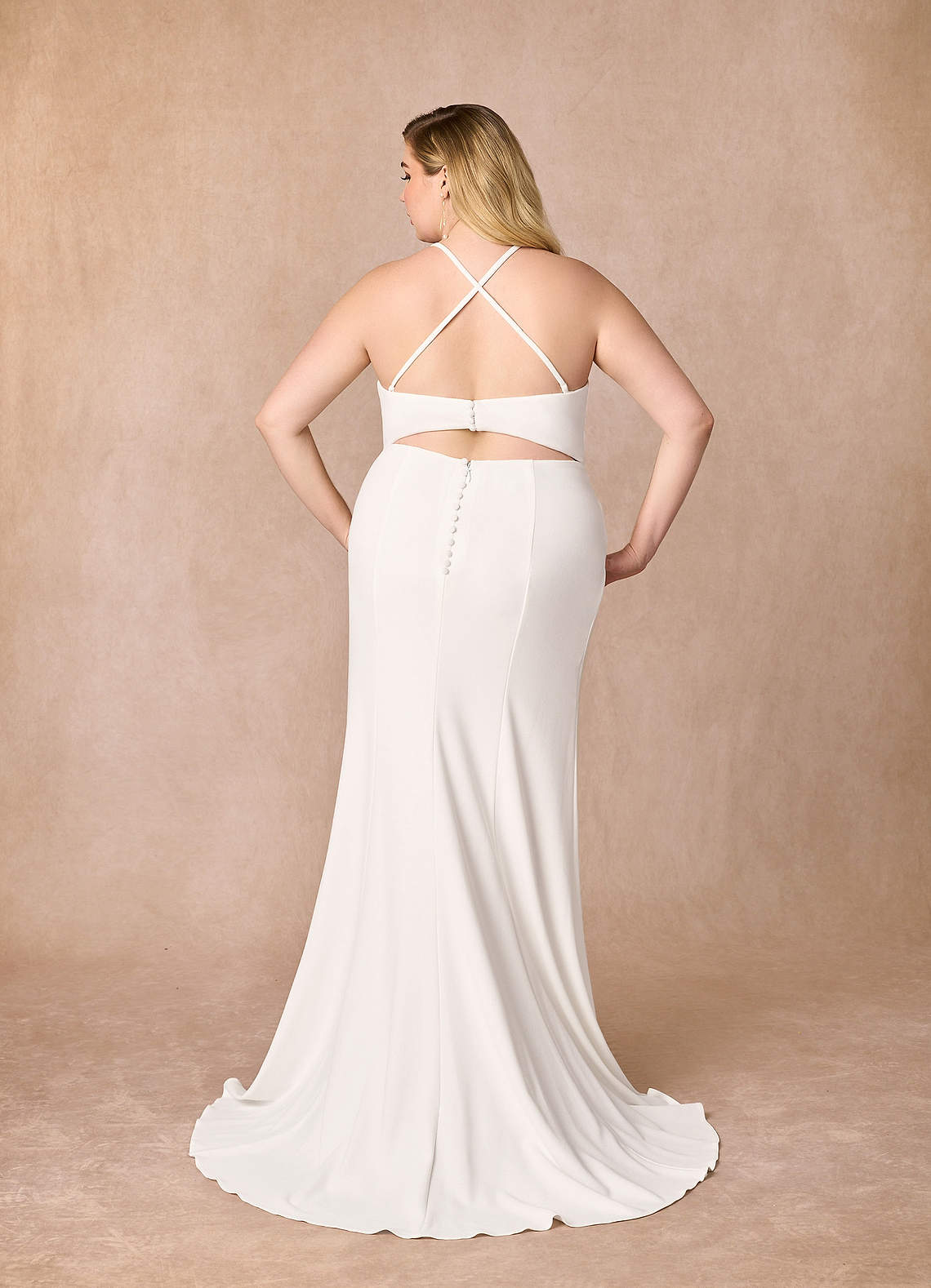 Diamond White Mermaid V-Neck Stretch Crepe Dress