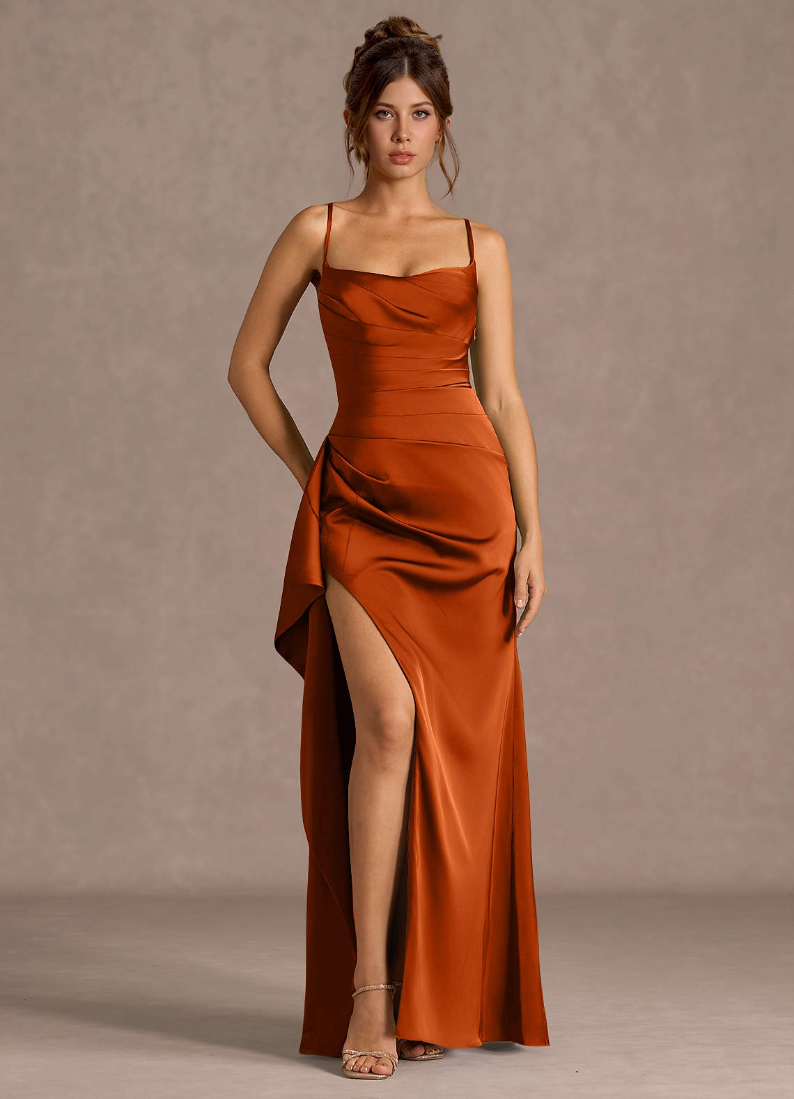 Thora Rust Open Back Prom Dress