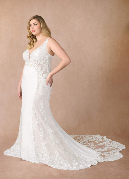 Diamond White Mermaid Sequins Stretch Crepe Dress