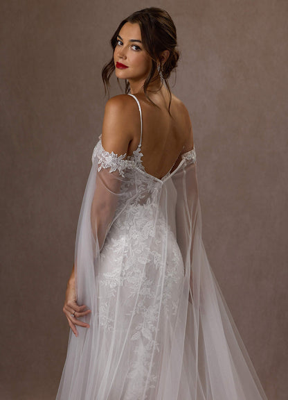 Diamond White Mermaid V-Neck Sequins Tulle Dress