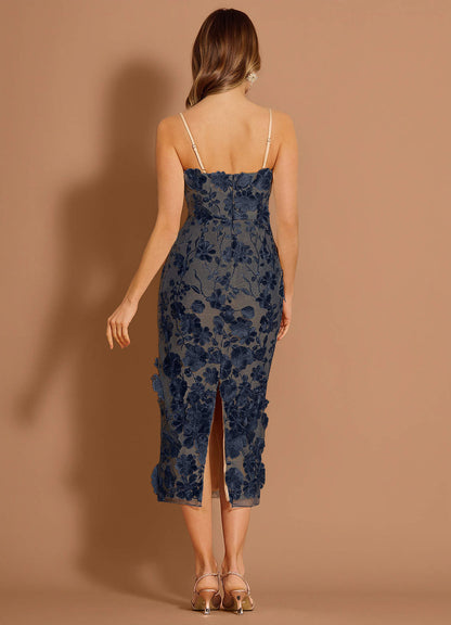 Della Navy Midi Dress