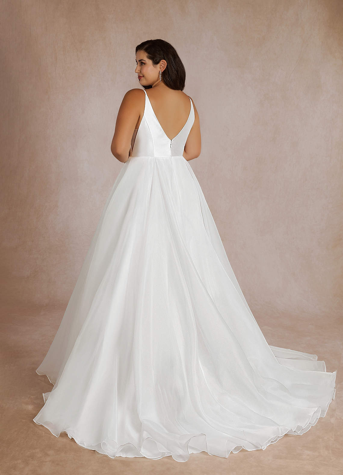 Diamond White A-Line V-Neck Mikado Dress