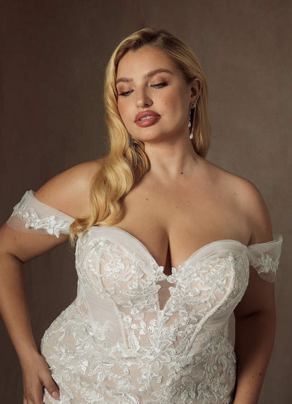 Diamond White Champagne Mermaid Sequins Tulle Dress