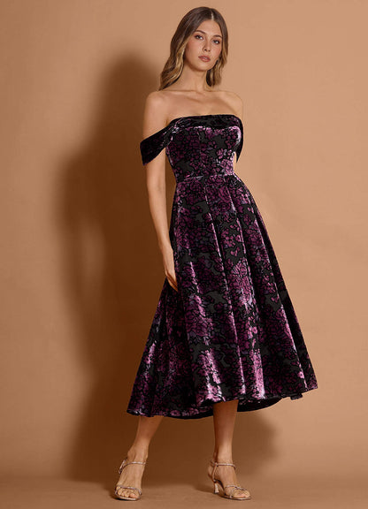 Eunice Black Amethyst Midi Dress