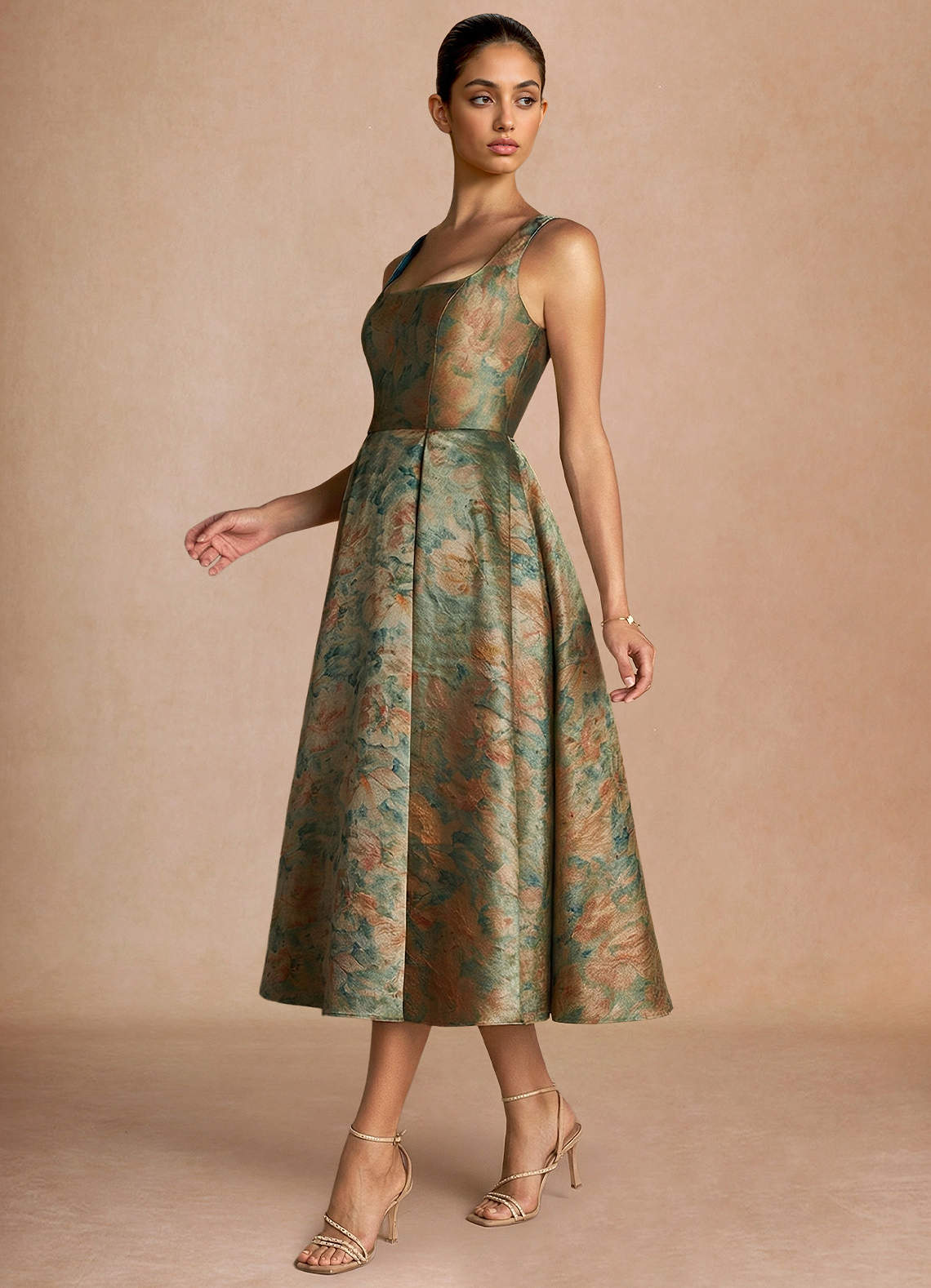 Ainslee Vintage Teal Midi Dress
