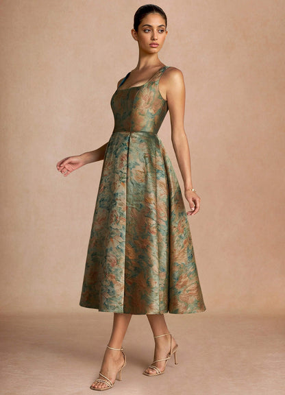 Ainslee Vintage Teal Midi Dress