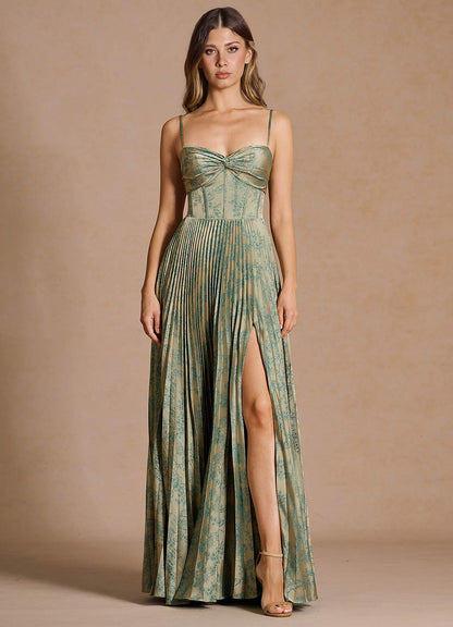 Vesper Platinum Teal Maxi Dress