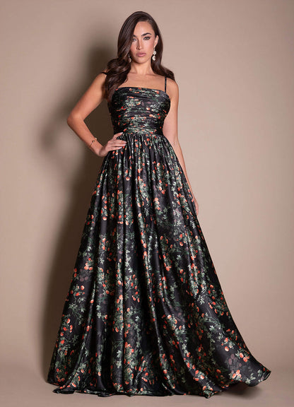 Suzana Noir Rosette Maxi Dress
