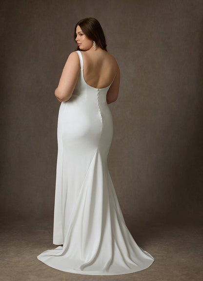 Diamond White Mermaid Crepe Back Satin Dress