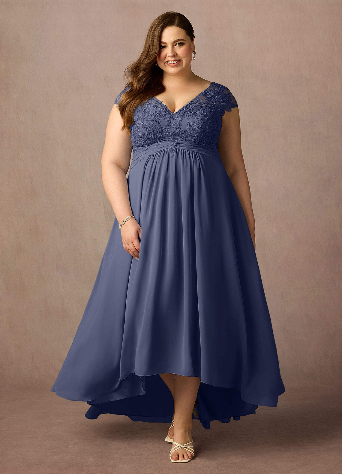 Stormy A-Line Lace Chiffon Dress