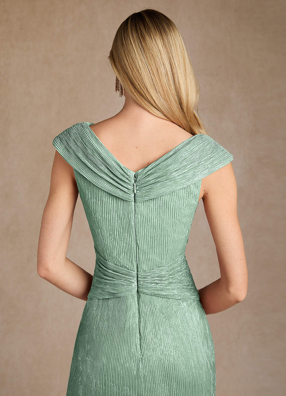 Aquamarine A-Line Pleated Metallic Mesh Dress