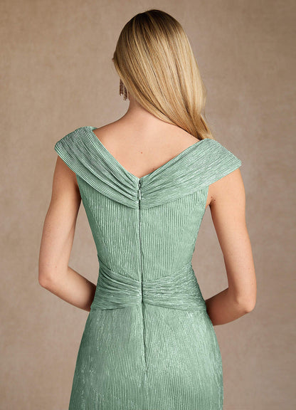 Aquamarine A-Line Pleated Metallic Mesh Dress
