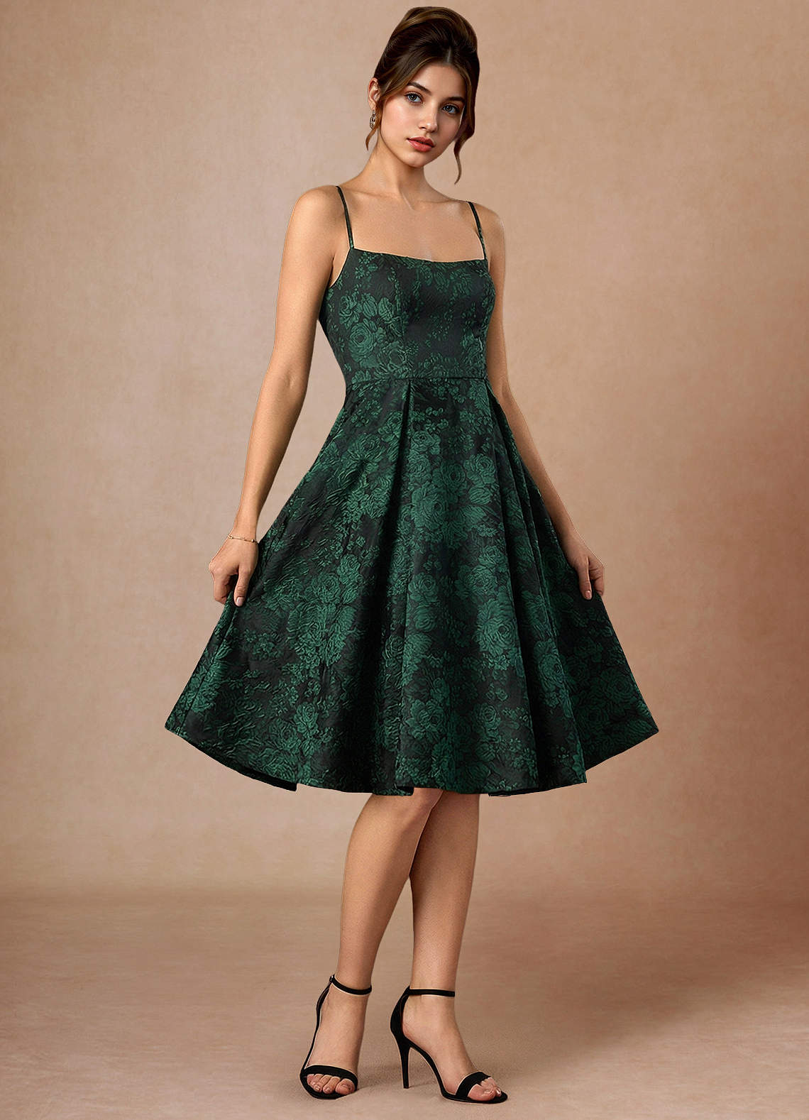 Wendy Black Emerald Midi Dress