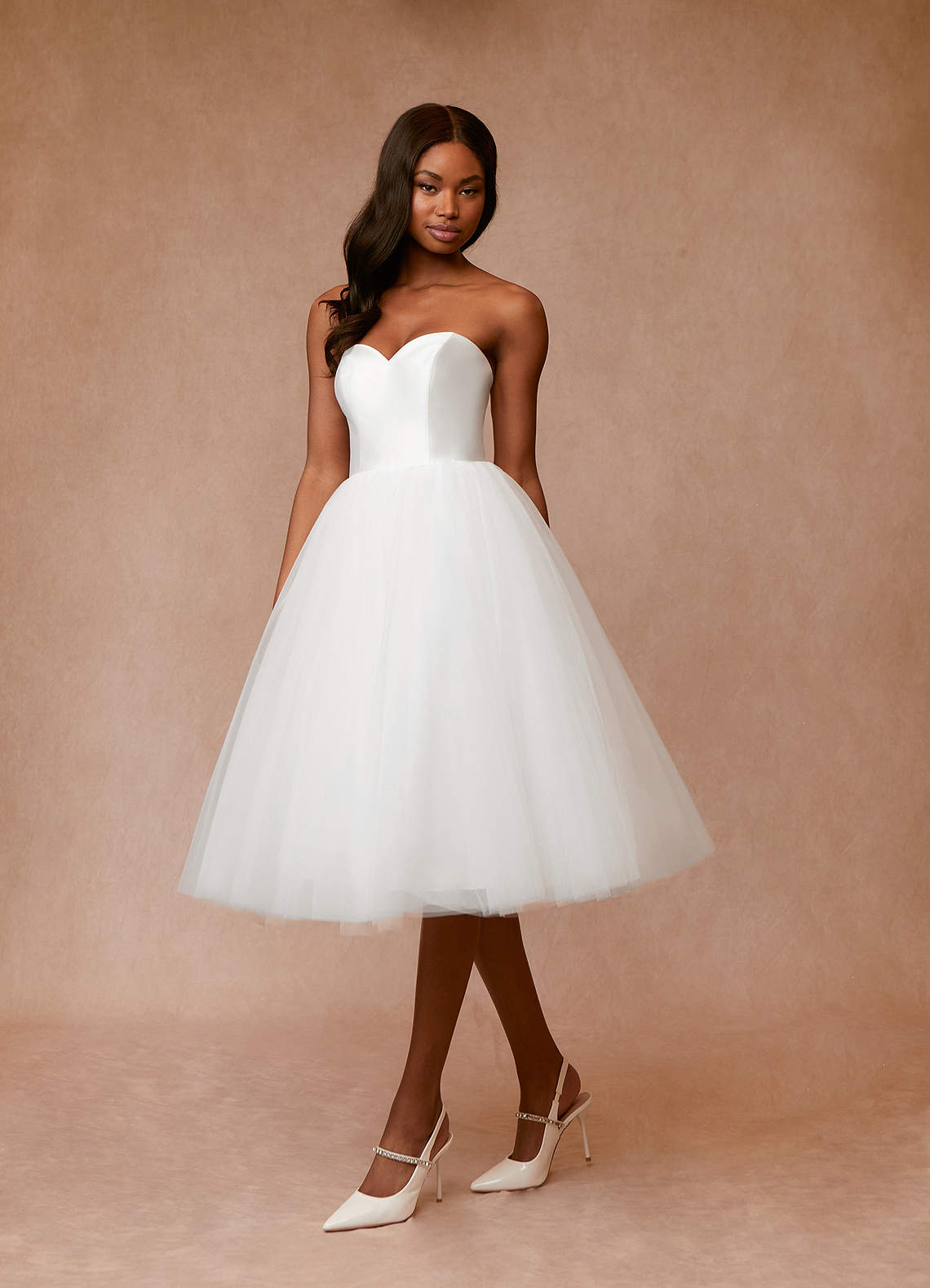 Diamond White A-Line Sweetheart Neckline Tulle Dress