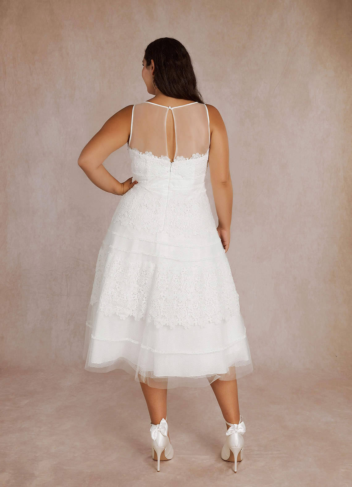 Diamond White A-Line Sweetheart Lace Tulle Dress
