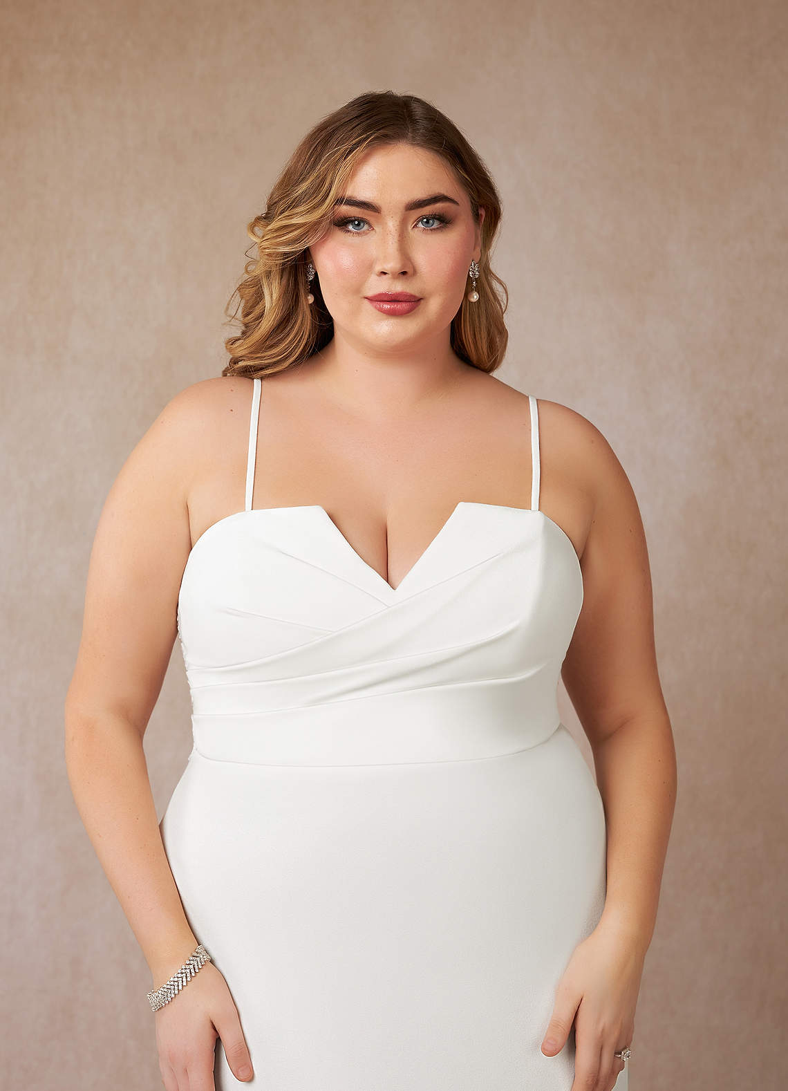 Diamond White Mermaid V-Neck Stretch Crepe Dress