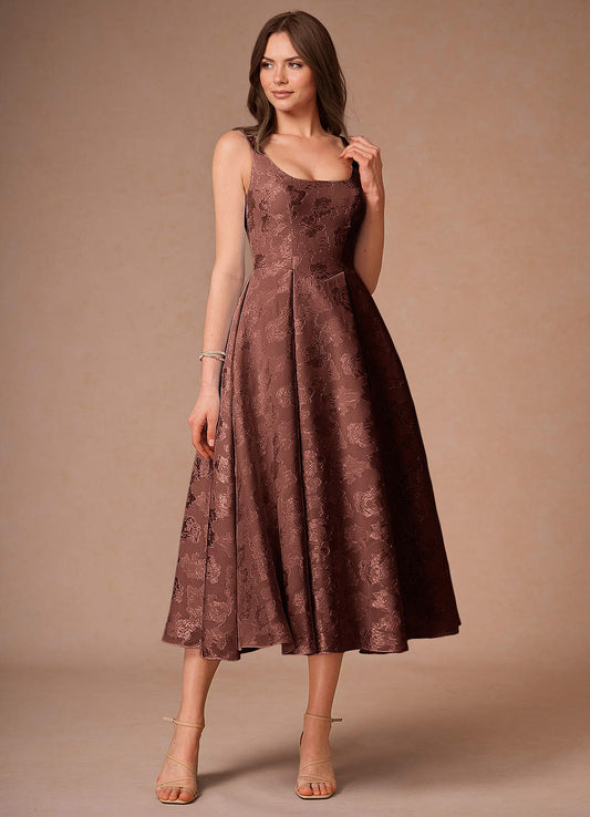 Briac Mocha Coco A-Line Midi Dress