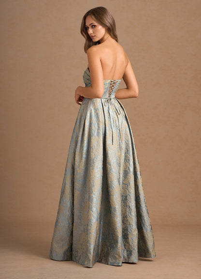 Maelis Vintage Blue Maxi Gown  Dress