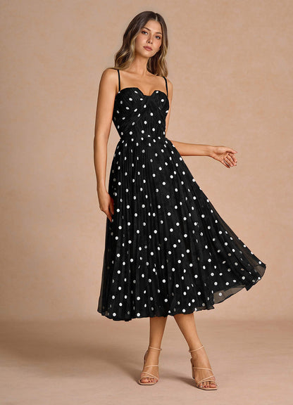 Lyanna Black White Pleated Mini Dress