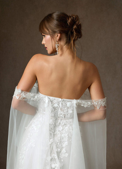 Diamond White Ball-Gown Off the Shoulder Lace Dress
