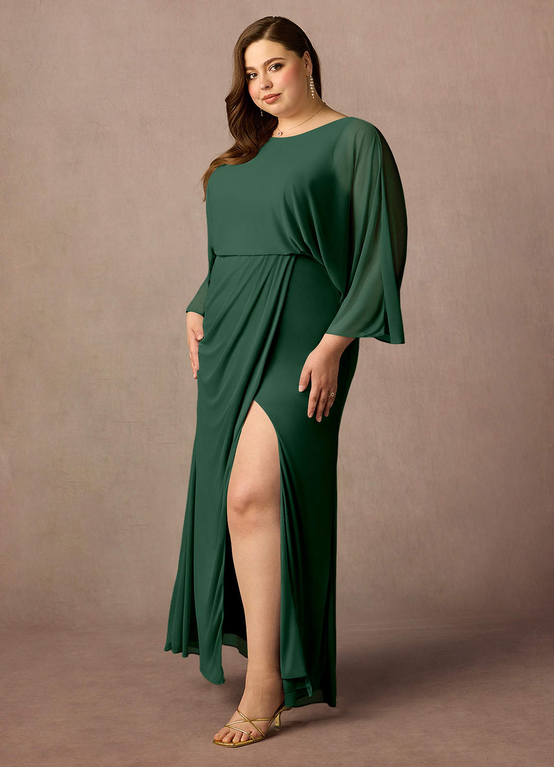 Dark Green Mermaid Pleated Mesh Dress