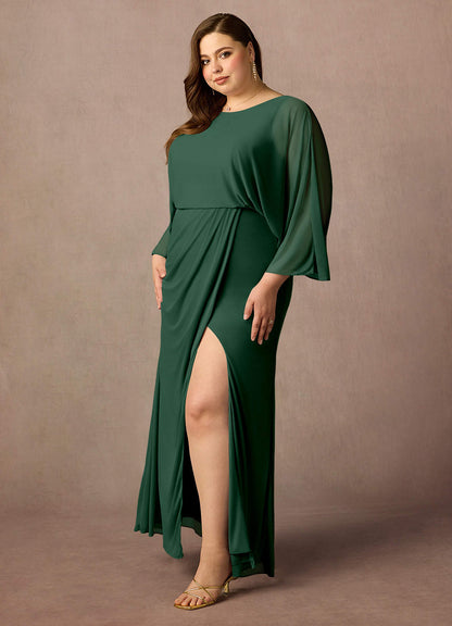 Dark Green Mermaid Pleated Mesh Dress