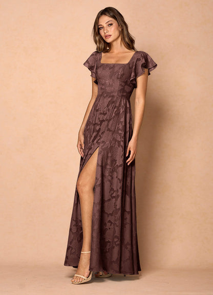 Anna Mocha Coco Ruffled Maxi Dress