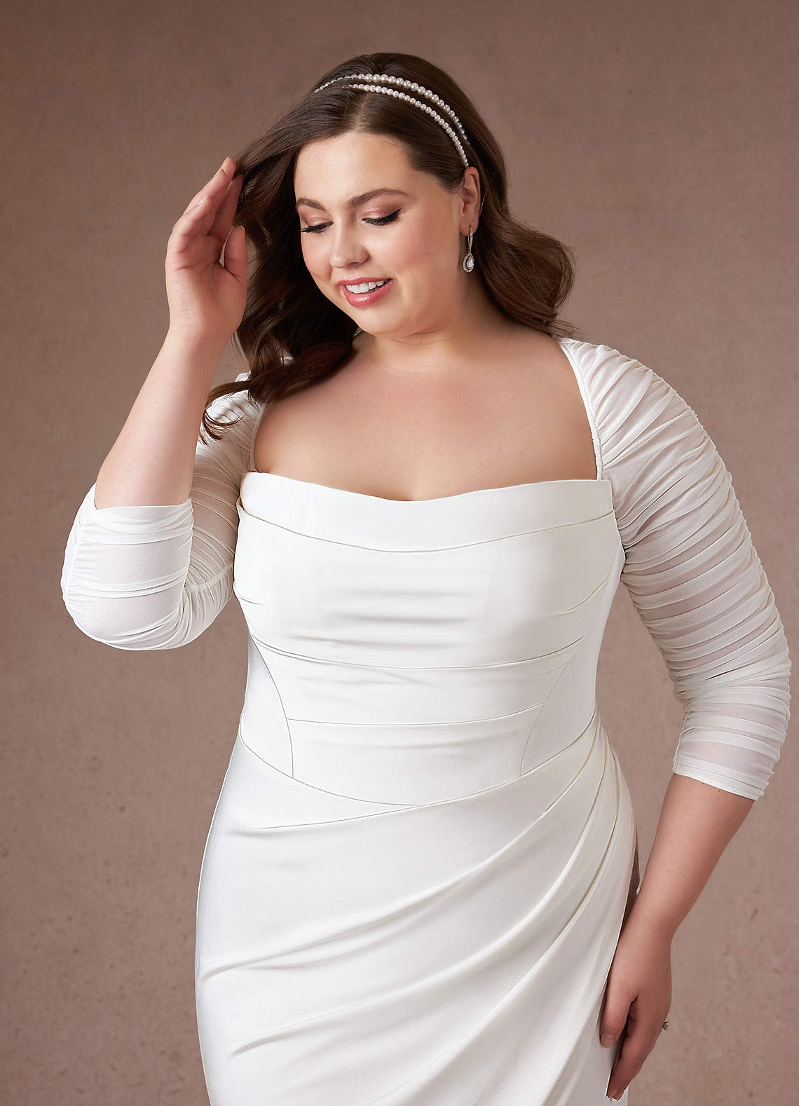 Diamond White Mermaid Strapless Crepe Back Satin Dress