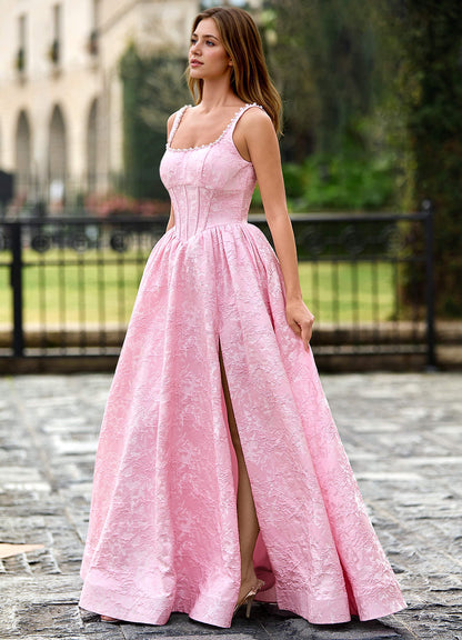 Thyme Pink A-Line 3D Flowers Prom Dress