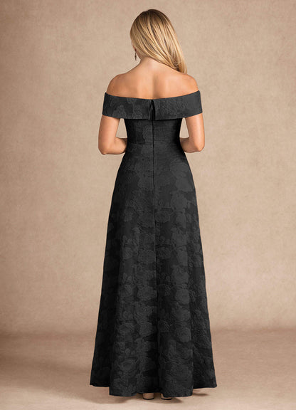 Black Jacquard A-Line Pleated Floral Burnout Dress