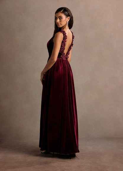 Katniss Wine Rose Gown  Dress