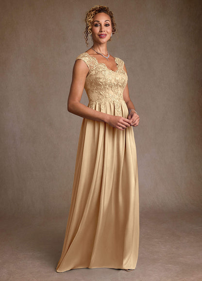 Champagne A-Line Lace Dress