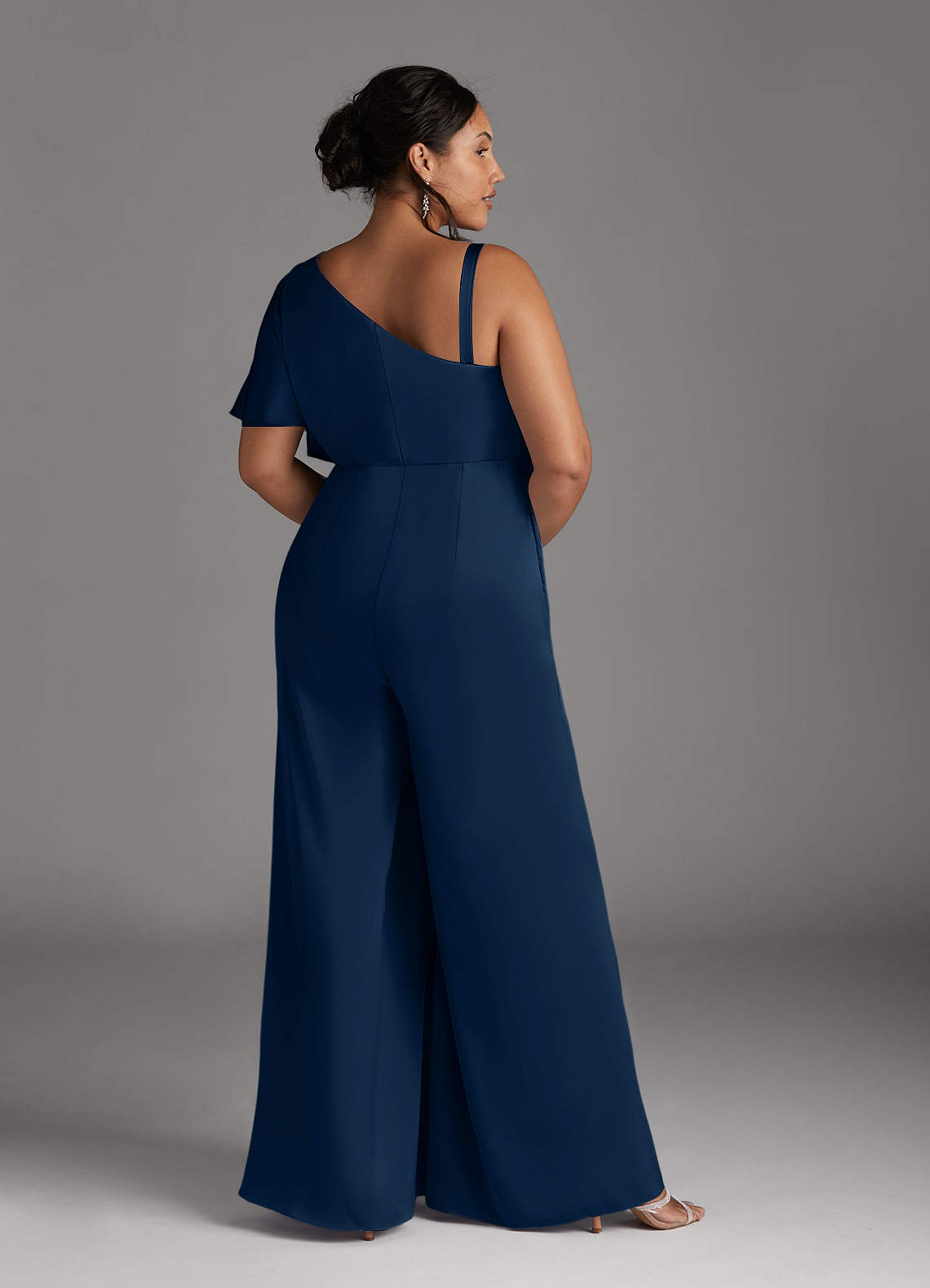 Dark Navy Jumpsuit/Pantsuit Stretch Satin Dress