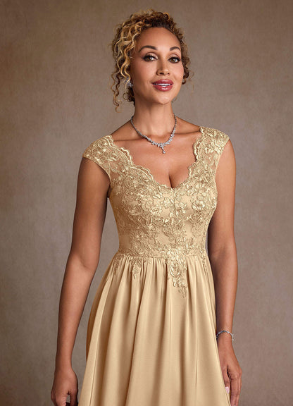 Champagne A-Line Lace Dress