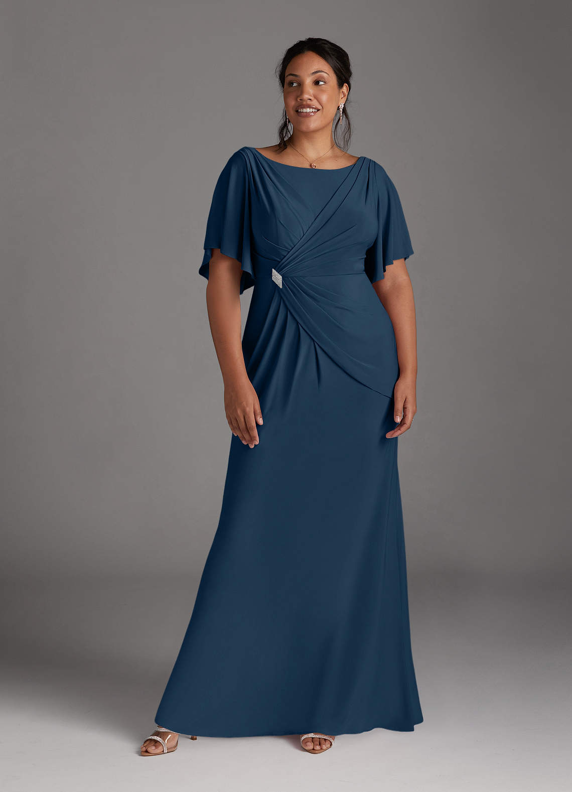 Neptune Mermaid Boatneck Pleated Luxe Knit Dress