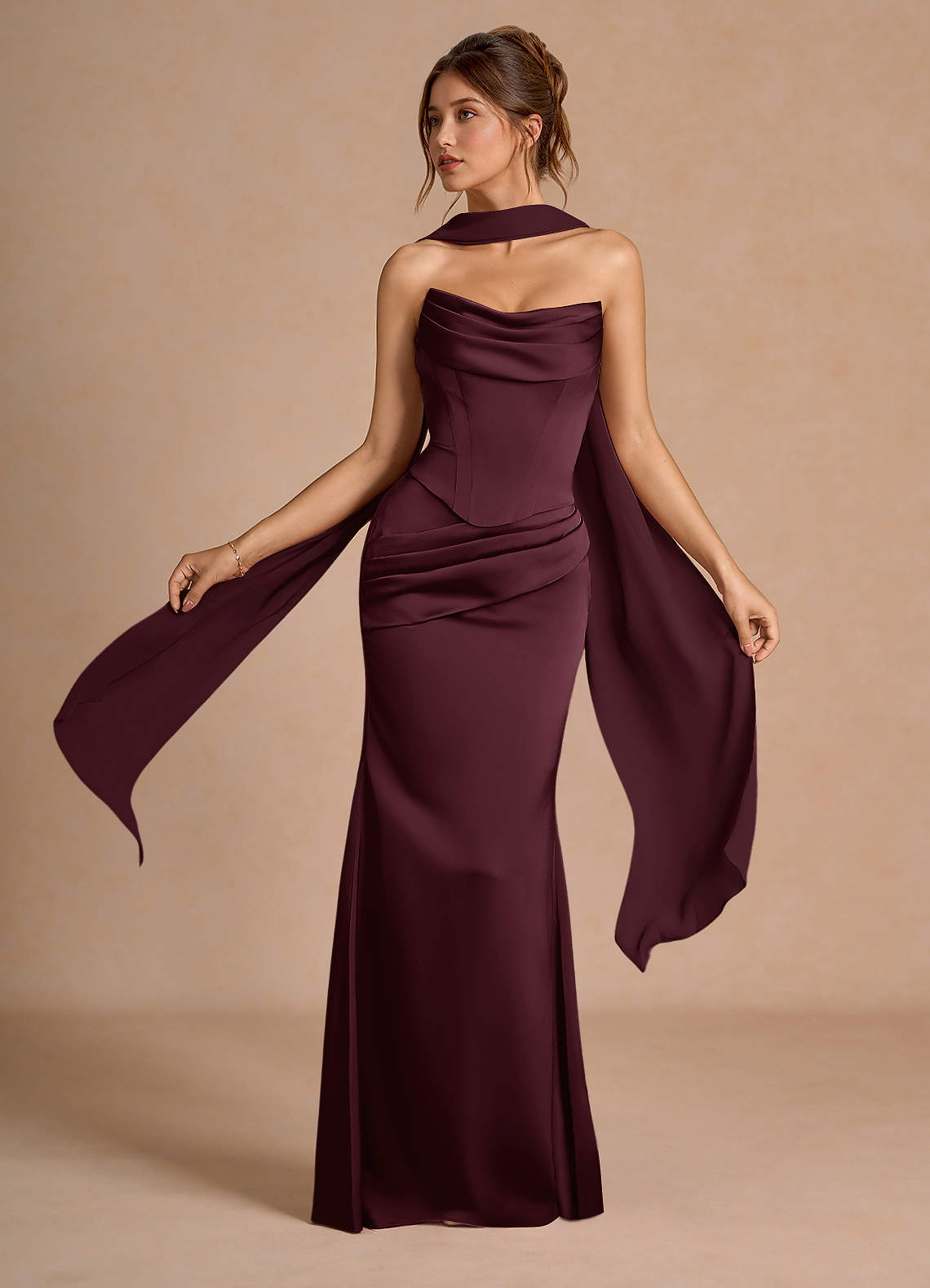 Sorrel Wine Corset Two-Piece Sets  Dress