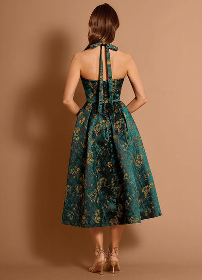 Emiko Deep Green Midi Dress