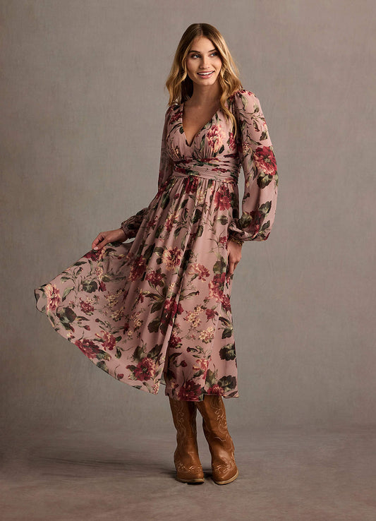 Stevie Mauve Multi Midi Dress