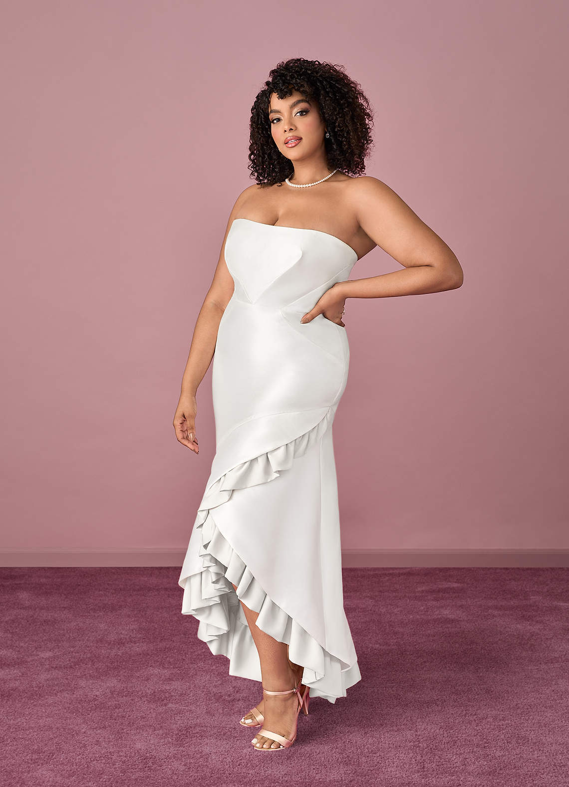 Diamond White Mermaid Ruched Mikado Dress Diamond White