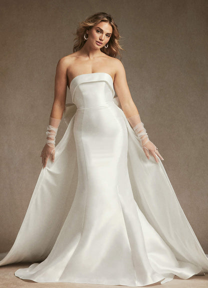 Diamond White Mermaid Strapless Mikado Dress